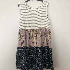 Tiered mixed pattern dress by Oddi 1XL